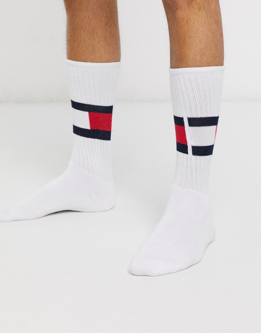 Tommy Hilfiger flag crew socks in white