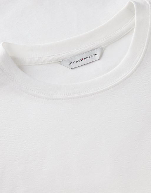 Tommy Hilfiger Flag embroidery crew neck slim t-shirt in ecru, 7 of 7