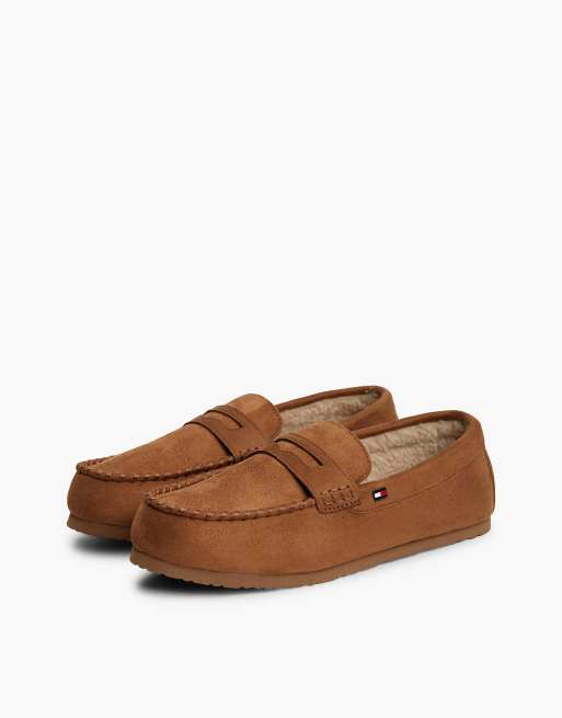 Tommy Hilfiger Flag embroidery driver slippers in brown, 2 of 7