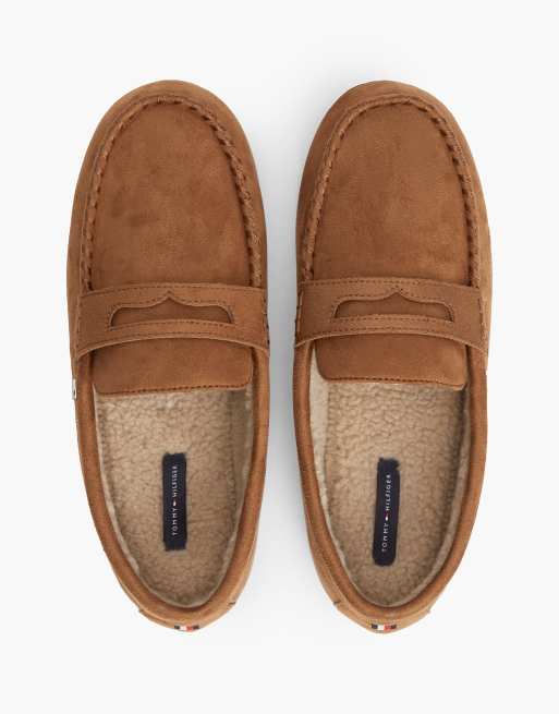 Tommy Hilfiger Flag embroidery driver slippers in brown, 3 of 7