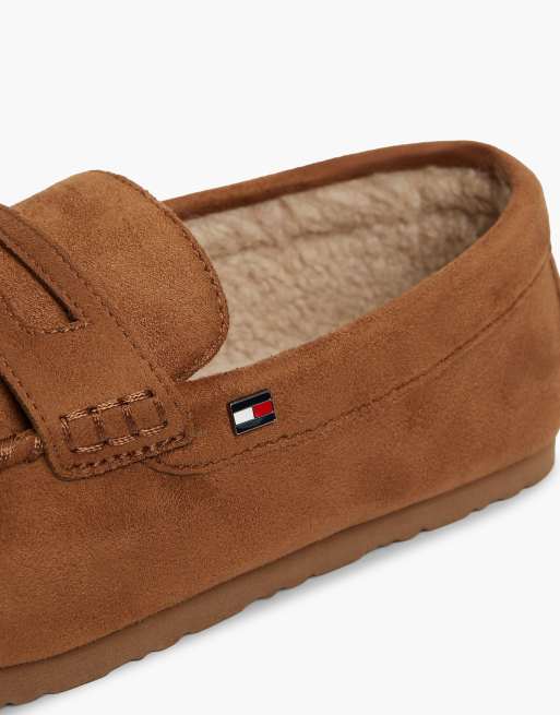 Tommy Hilfiger Flag embroidery driver slippers in brown, 6 of 7