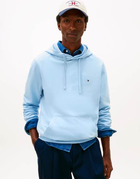 Tommy Hilfiger Flag embroidery terry drawstring hoody in dark blue - view 1