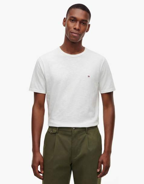 Tommy Hilfiger Flag embroidery textured crew neck t-shirt in white - view 1