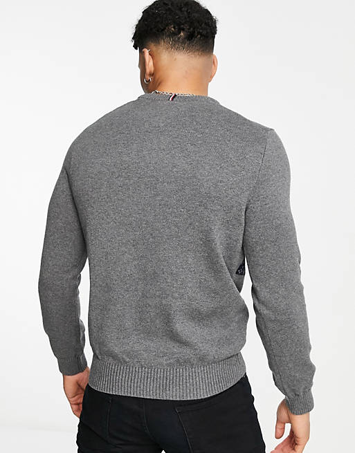 Tommy Hilfiger flag Fair Isle knit crew sweater in gray | ASOS