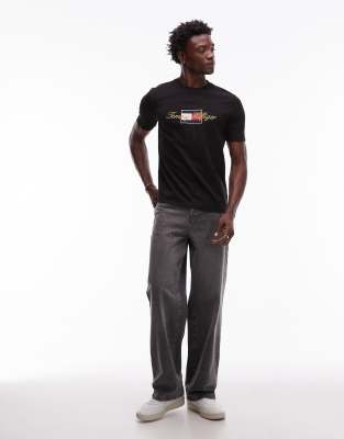 Tommy Hilfiger Embroidered Gold Logo T In Black