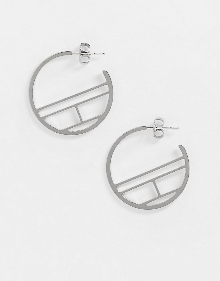 Tommy Hilfiger flag hoop earrings in silver