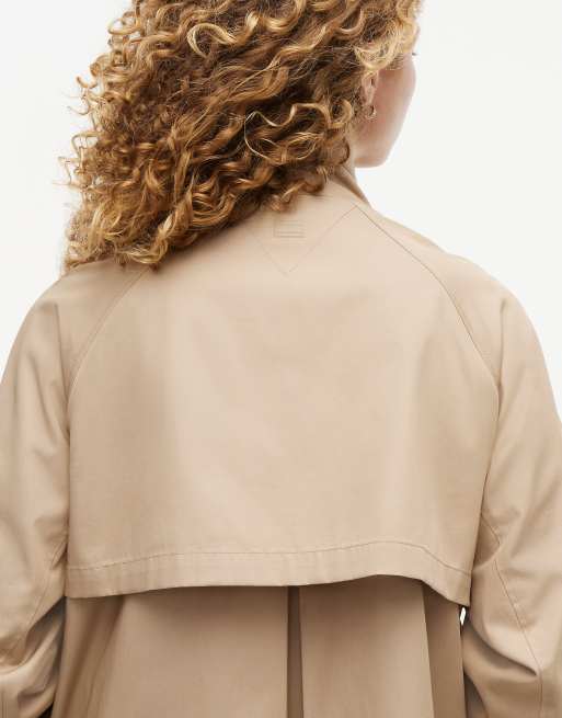 Tommy Hilfiger Flag jacquard twill relaxed cape coat in beige, 5 of 7