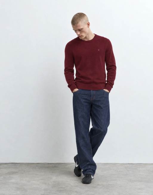 Tommy Hilfiger flag jumper in burgundy, 10 of 10