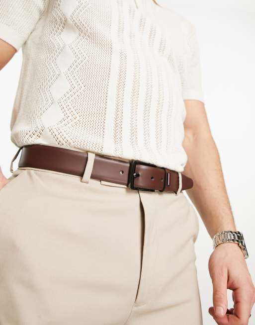 Tommy Hilfiger flag logo belt in tan