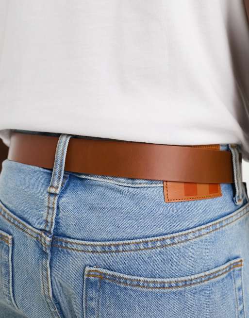 Tommy Hilfiger flag logo belt in tan