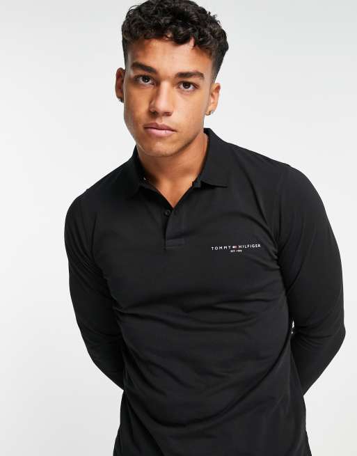 Tommy hilfiger black store long sleeve polo