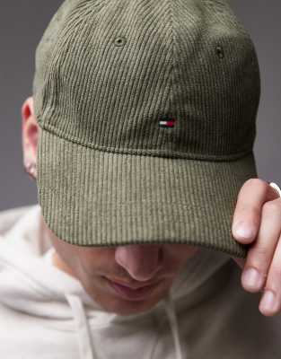 Tommy Hilfiger Flag Logo Corduroy Cap In Gray