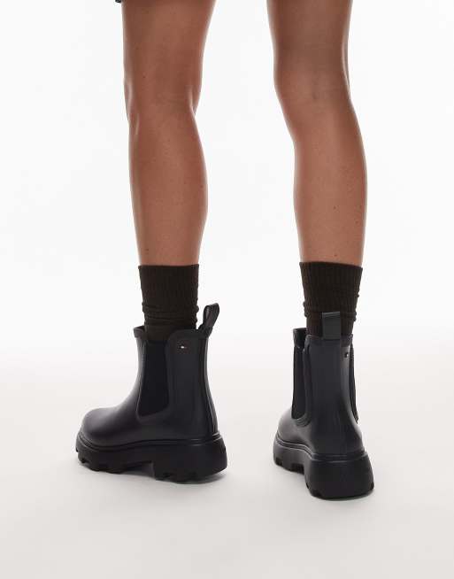Tommy Hilfiger flag logo gumboots with lining in black, 2 of 4
