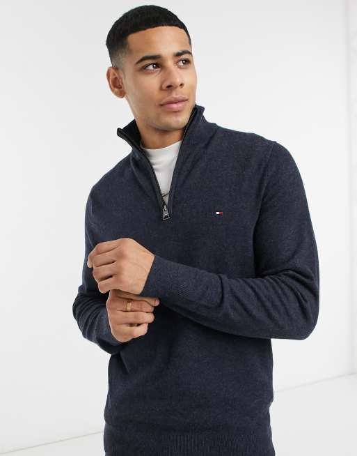 tommy hilfiger 3 4 zip jumper