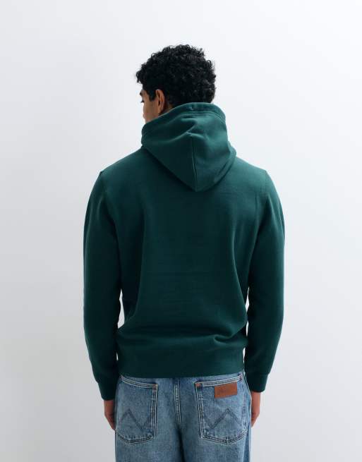 Tommy Hilfiger flag logo heavy hoodie in dark green, 5 of 5