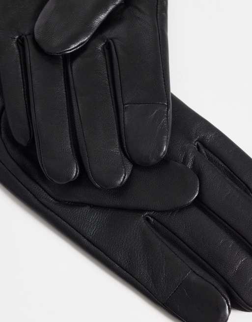 Tommy Hilfiger flag logo leather gloves in black, 2 of 3