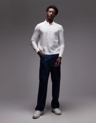 Tommy Hilfiger Flag Logo Long Sleeve Rugby Polo Shirt In White