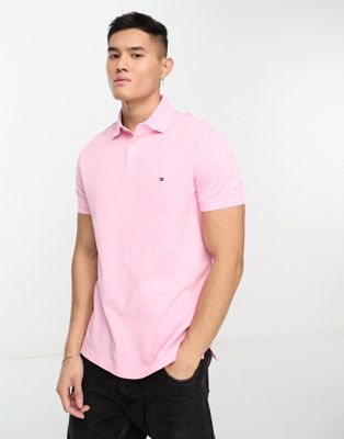 Tommy Hilfiger flag logo polo shirt in pink