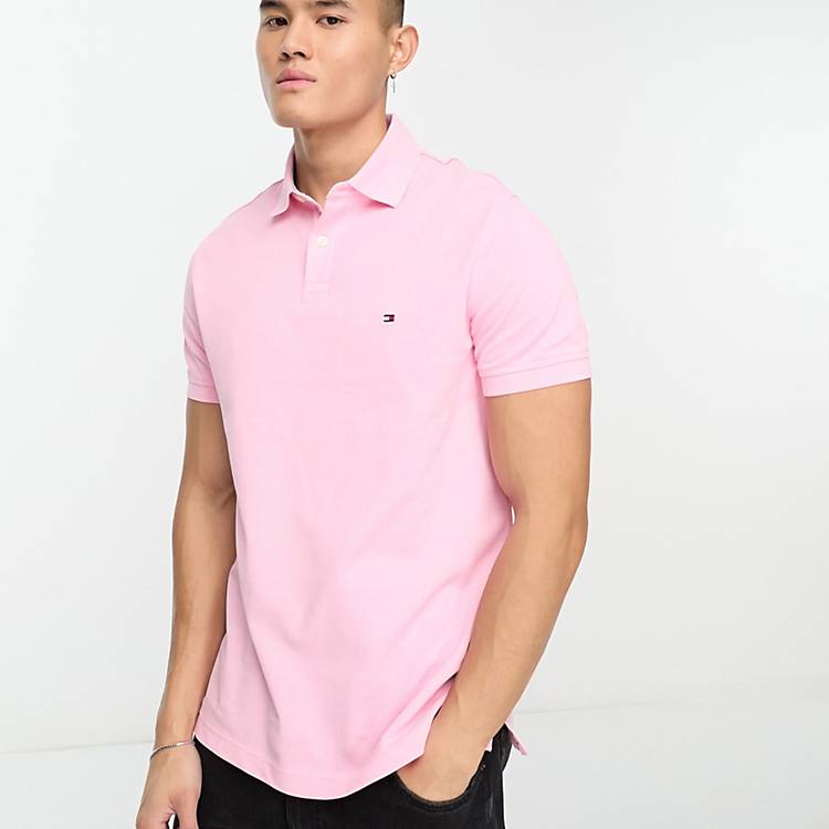 Tommy Hilfiger flag logo polo shirt in pink | ASOS