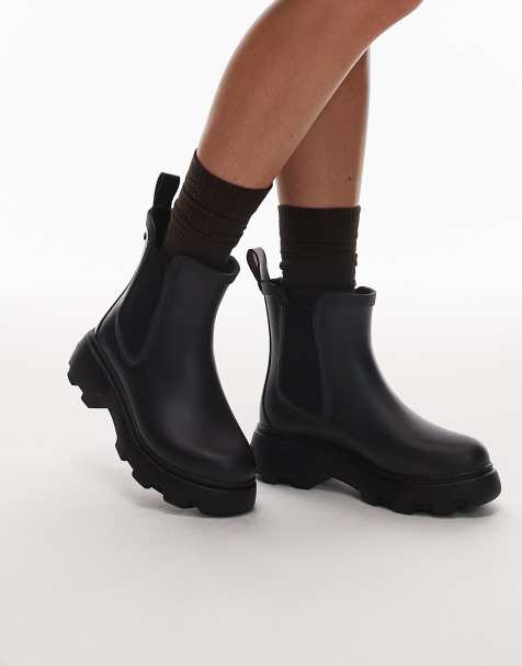 Tommy Hilfiger flag logo rubber boots with lining in black - view 1