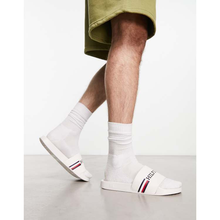 Tommy hilfiger white hot sale slides