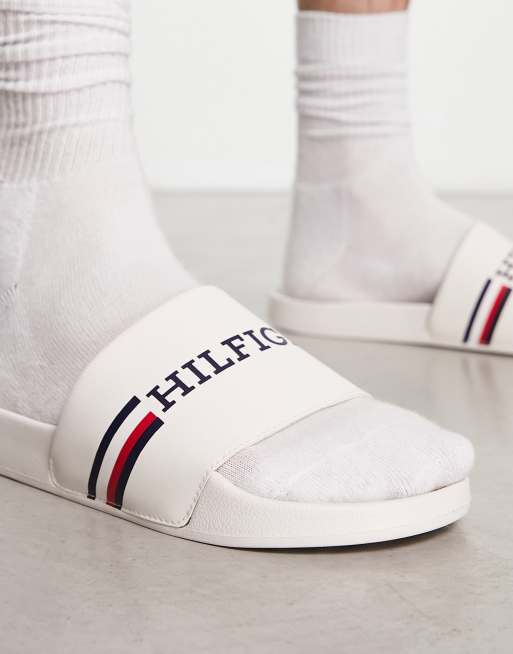 White tommy outlet hilfiger slides