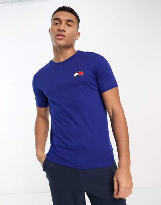 Tommy Hilfiger flag logo t-shirt in blue-Navy