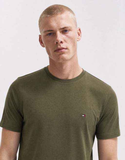 Tommy Hilfiger flag logo t-shirt in khaki, 10 of 10