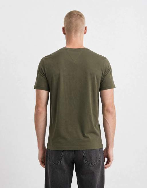 Tommy Hilfiger flag logo t-shirt in khaki, 8 of 10