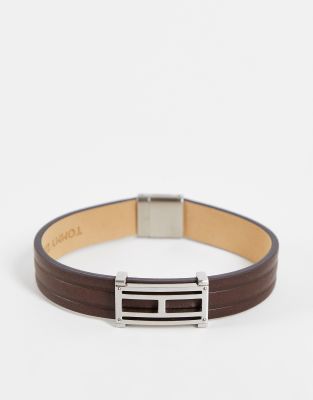 Tommy Hilfiger flag plaque bracelet in brown