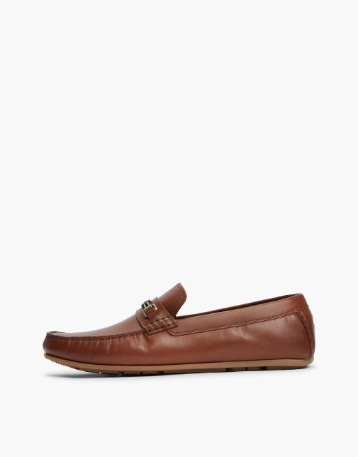 Tommy Hilfiger Flag plaque leather driver shoes in brown, 7 of 7