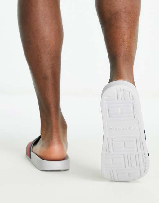 Tommy Hilfiger flag pool slide in light grey ASOS