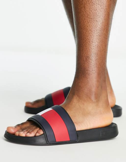 Tommy Hilfiger flag pool slides in black