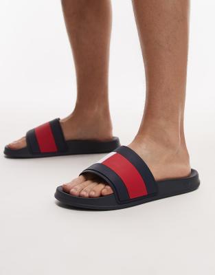 Tommy Hilfiger flag pool slides in navy