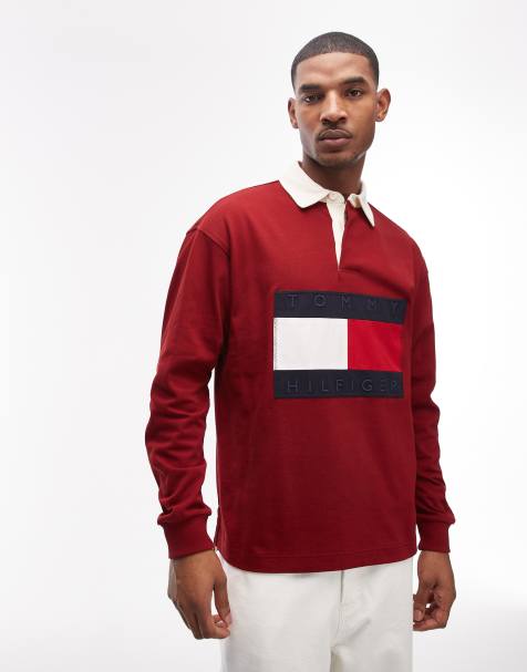 Tommy Hilfiger flag rugby shirt in red - view 1