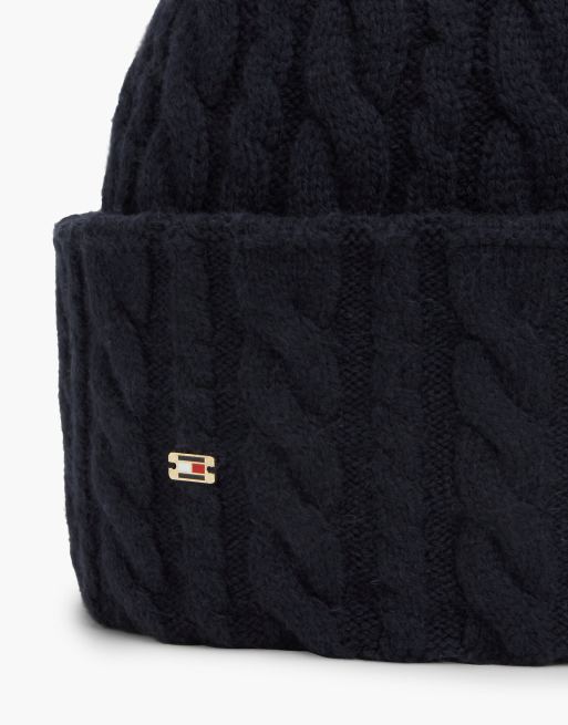 Tommy Hilfiger Flag Strickmütze mit Alpaka in Space Blue, 3 von 4