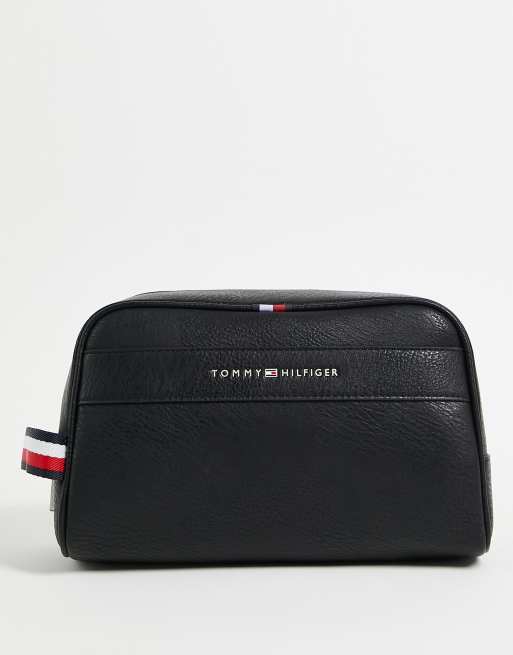 Tommy Hilfiger flag wash bag in black | ASOS