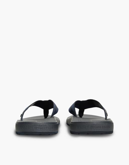 Tommy Hilfiger Flag webbing strap contoured flip-flops in dark blue, 4 of 7
