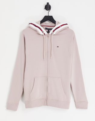 Tommy Hilfiger flag zip through hoodie in beige exclusive to ASOS - ASOS Price Checker