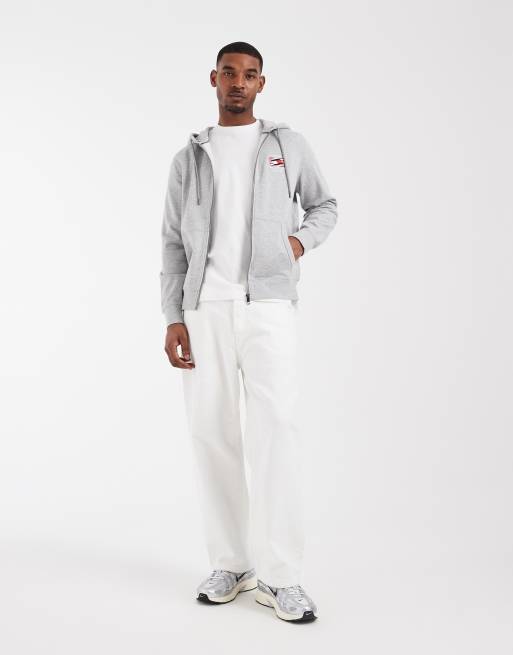 Tommy Hilfiger flag zip through hoodie in grey marl, 3 of 5