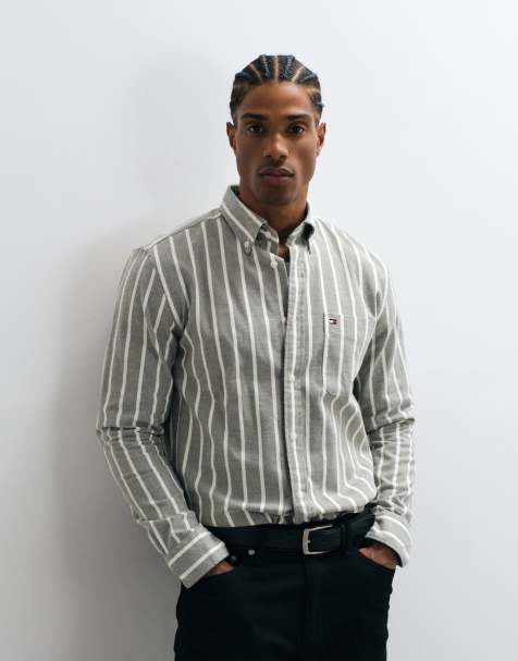 Tommy Hilfiger flannel shirt in khaki stripe - view 1