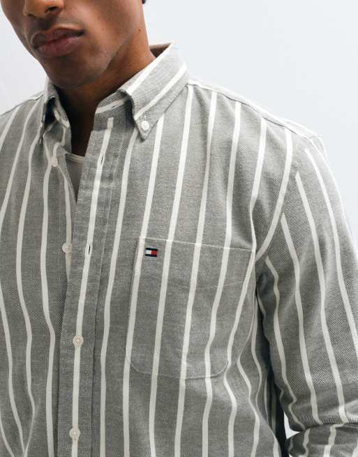 Tommy Hilfiger flannel shirt in khaki stripe, 2 of 5