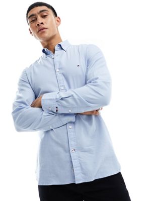 Tommy Hilfiger flex dobby shirt in blue - ASOS Price Checker