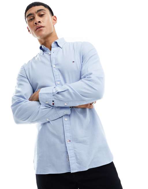 Tommy Hilfiger – Flex – Hemd mit Noppenstruktur in Blau