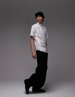Tommy Hilfiger Flex Poplin All Over Nautical Print Shirt In White
