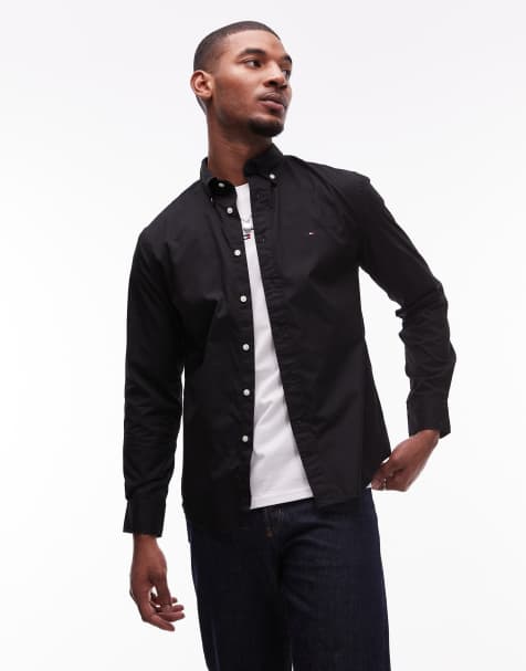 Tommy Hilfiger flex poplin shirt in black - view 1