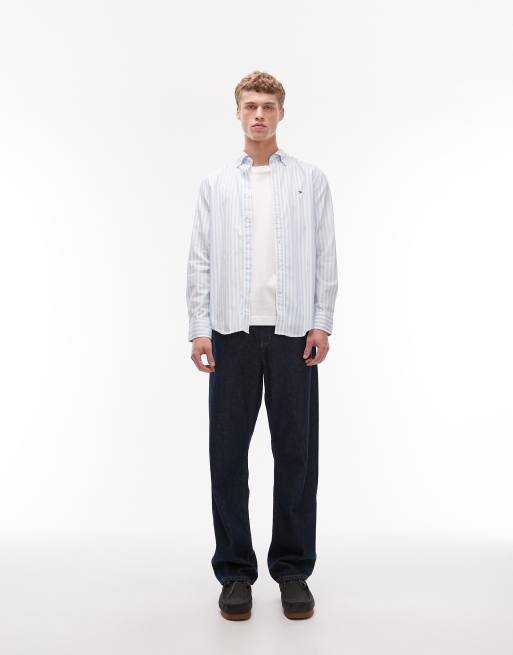 Tommy Hilfiger flex poplin shirt in light blue stripe, 2 of 5