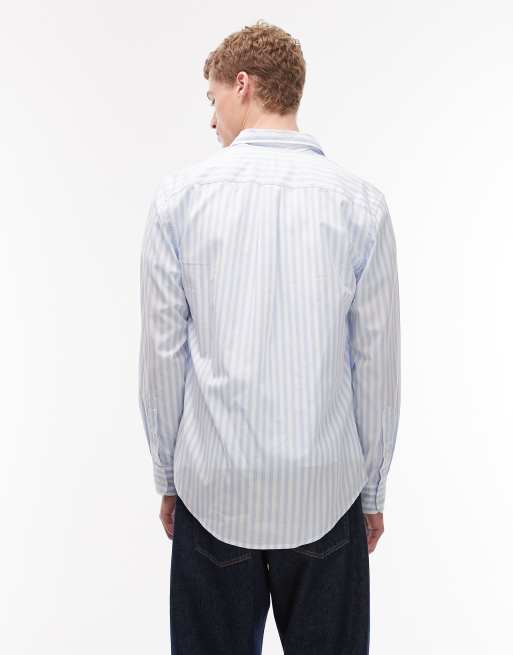 Tommy Hilfiger flex poplin shirt in light blue stripe, 3 of 5