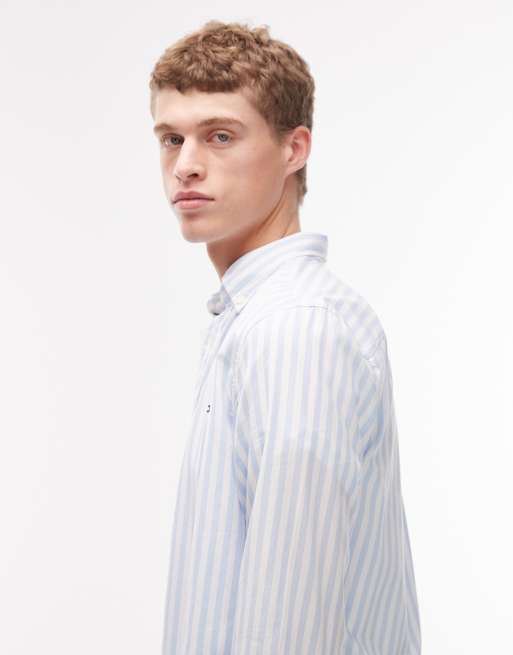 Tommy Hilfiger flex poplin shirt in light blue stripe, 4 of 5
