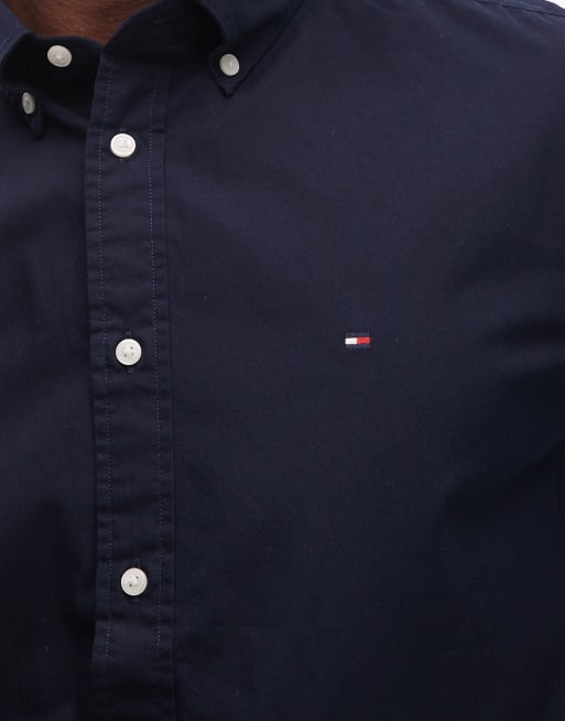 Tommy Hilfiger flex poplin short sleeve shirt in navy